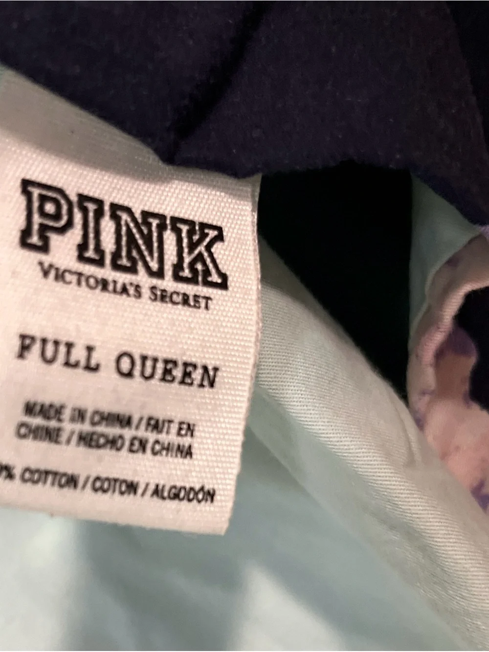 Pink Victoria’s Secret Queen Duvet Navy Floral with Pink & Blue Roses